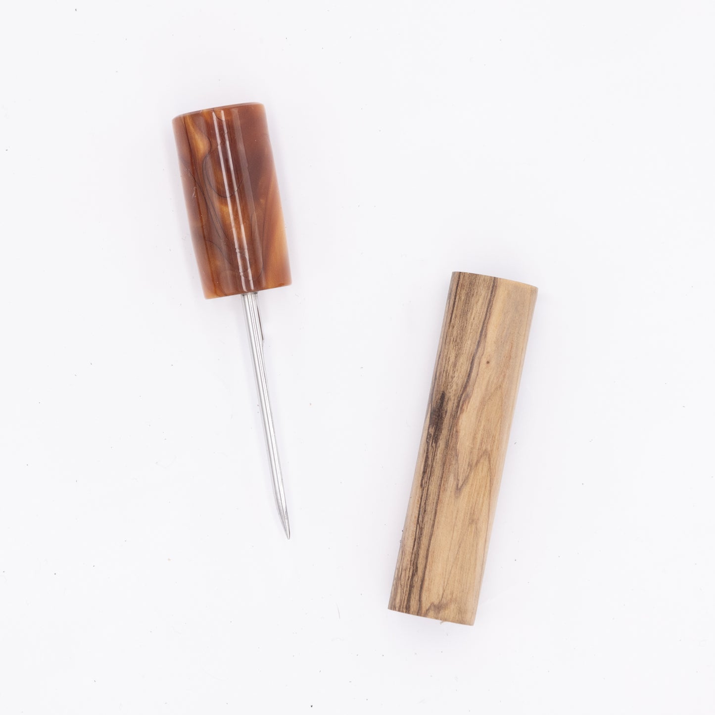 Pipe Tamper - Acrylic Bronze Swirl and Olive Wood